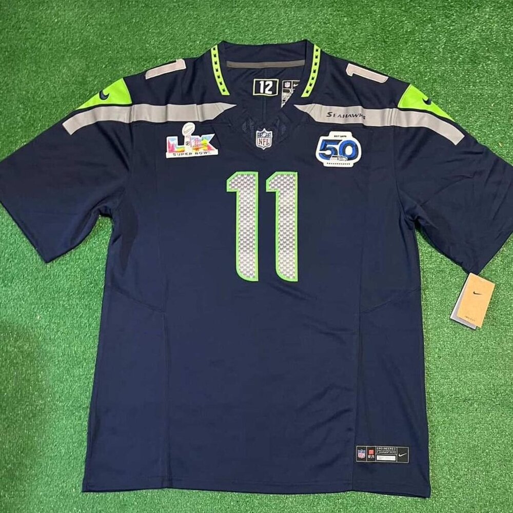 Seattle Seahawks Jaxson Smith-Njigba Super Bowl Blue Jersey Adult XL